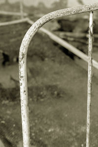 Close-up of rusty metal fence