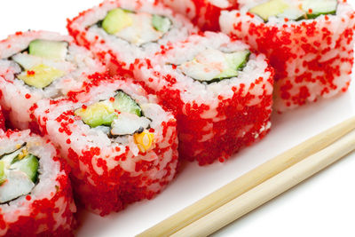 Close-up of sushi in plate