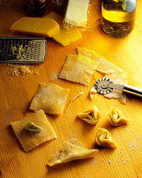 High angle view of ravioli on table