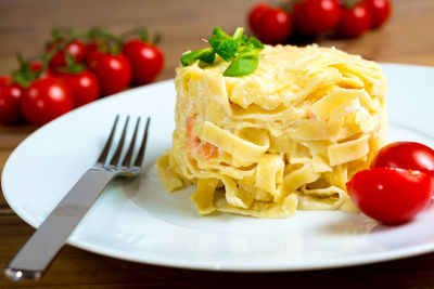 Close-up of pasta in plate