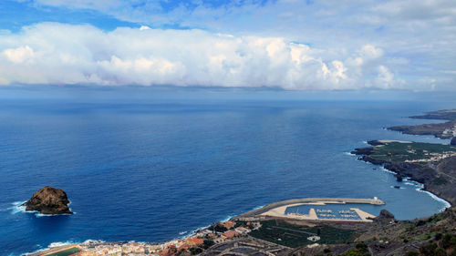 High angle view of sea against sky