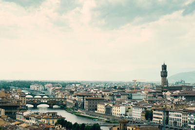 High angle view of buildings in city