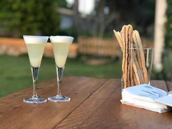 Close-up of drink served on table at restaurant