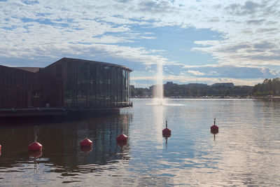 A restaurant built above the lake water right in the heart of helsinki, the capital of finland. 