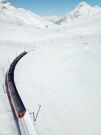 High angle view of snow covered landscape