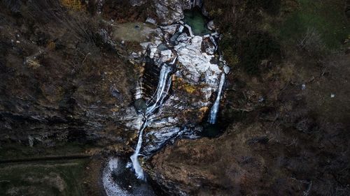 Stream flowing through rocks in forest