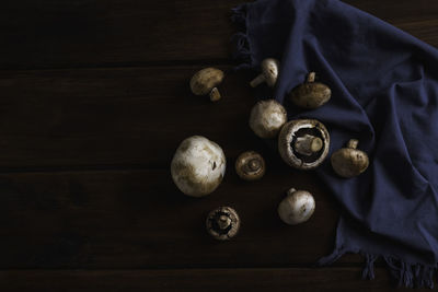 High angle view of eggs on table