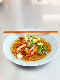 High angle view of meal served in plate