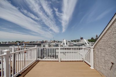 View of buildings against blue sky