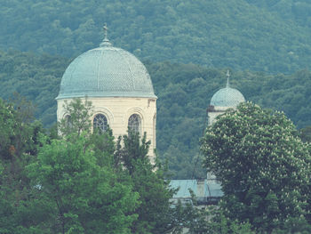 Temple against trees