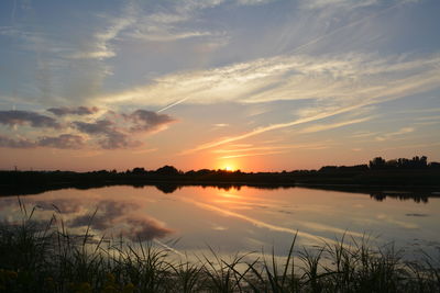 Sunset over lake