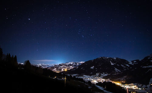 Illuminated landscape at night