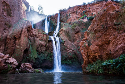 Scenic view of waterfall