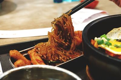 Close-up of served food in plate