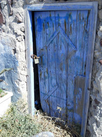 Closed door of old building