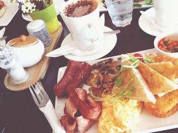 Close-up of breakfast in plate