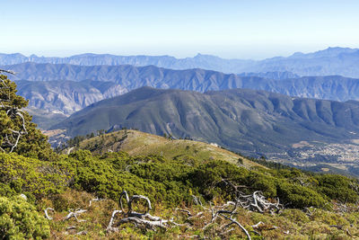 Scenic view of mountains against clear sky