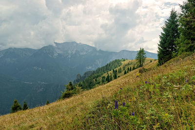 Panoramic view of mountains against sky