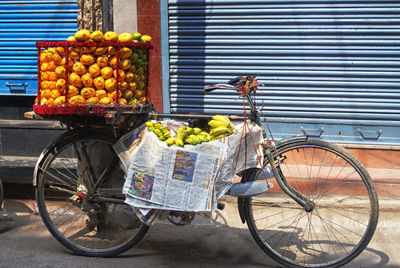 Bicycles on street in city