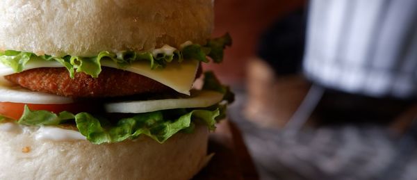 Close-up of burger
