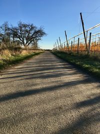 Walkway against clear sky