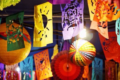 Lanterns and flags hanging for decoration