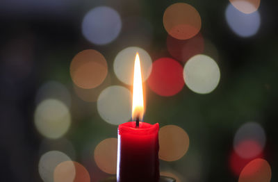 Close-up of lit candles