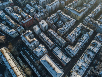 High angle view of buildings in city