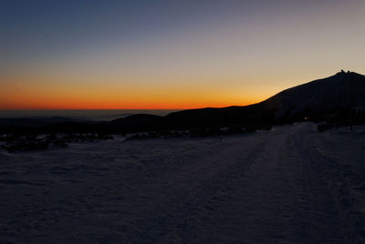 Scenic view of beach against sky during sunset