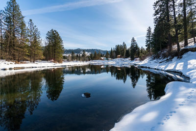 Scenic view of frozen lake against sky