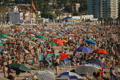 Crowd at beach in city