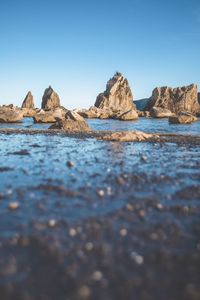 Scenic view of sea against clear sky