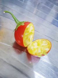 High angle view of fruits on table