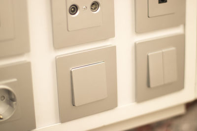 Close-up of computer keyboard on wall