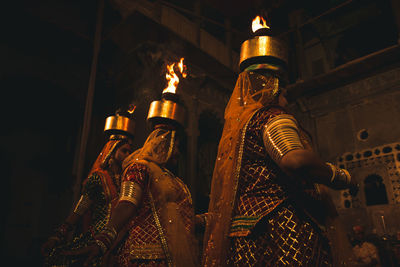Low angle view of women performing a traditional dance 