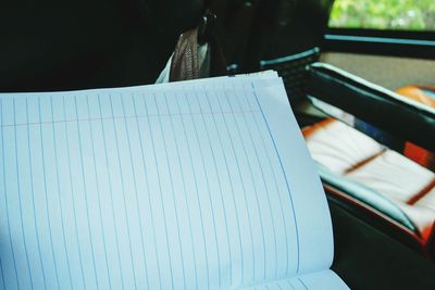 Close-up of open book on table