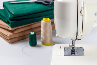 Close-up of sewing machine