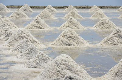 Heap of salt at flat lake