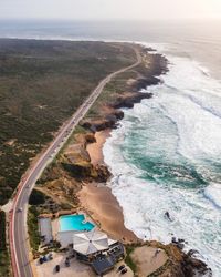 High angle view of beach