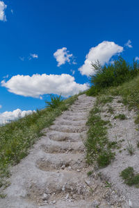 Scenic view of landscape against blue sky