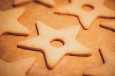 High angle view of gingerbread cookies