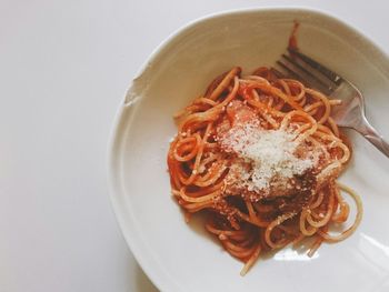 Close-up of noodles served in plate