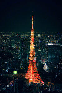 Illuminated cityscape at night