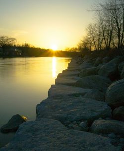 Sun shining over rocks