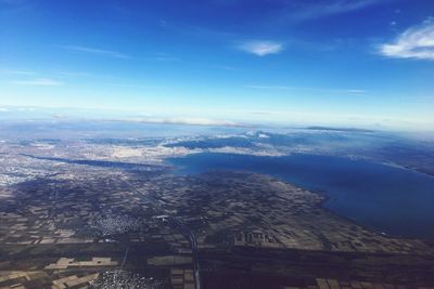 High angle view of cityscape against sky