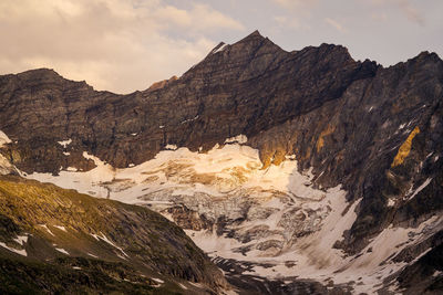 Alpine sunset on a glacier 