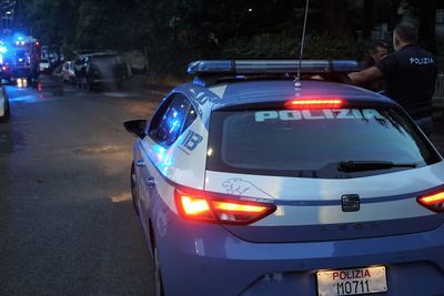 Car on road at night