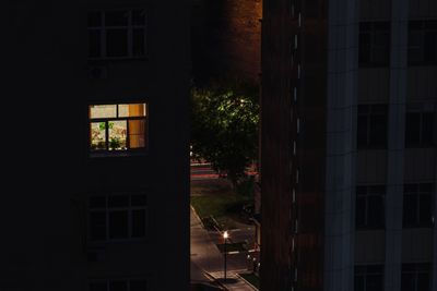 Silhouette of building at night