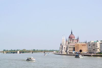 Boat sailing in river