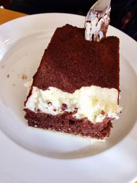 Close-up of chocolate cake in plate